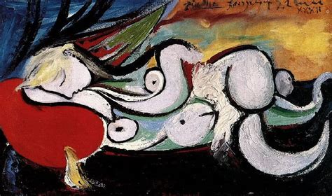 Pablo Picasso Lying Naked On A Red Cushion Marie Therese Walter