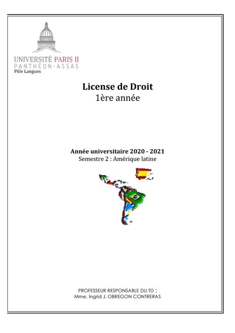 Booklet Espagnol S2 Pôle Langues License de Droit 1ère année