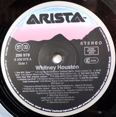 Whitney Houston - Whitney Houston Vinyl LP Album (LP Record) - Vinyl ...