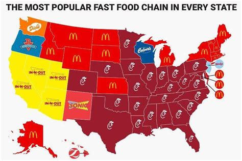 The Most Popular Fast Food Chain In Every State Infographics