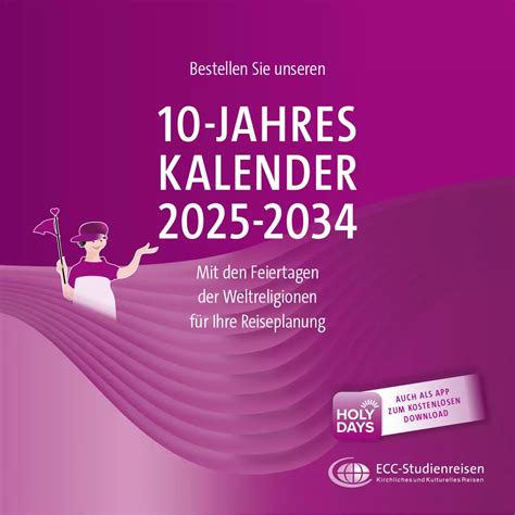 Interkultureller 10 Jahreskalender 2025 bis 2034 jetzt erhältlich