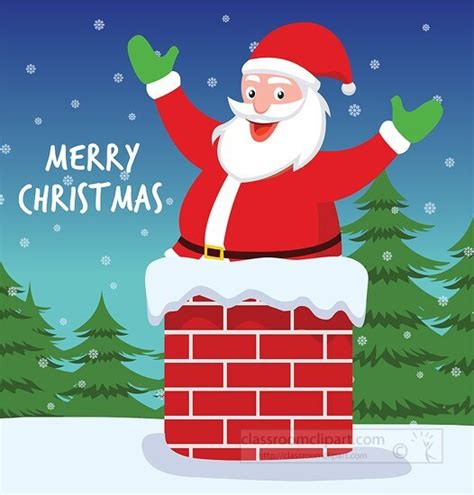 Merry Christmas Clipart Santa Claus Wishing From Chimney Merry Christmas Clipart