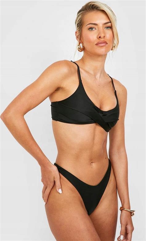 Boohoo Czarna Góra Od Bikini Na Ramiączkach Splot 70X NG2 S Ceny i