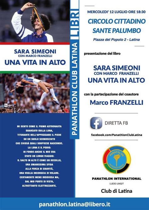 Il Panathlon Club Latina Oggi Presenta Il Libro Una Vita In Alto Scritto Dallatleta Olimpica