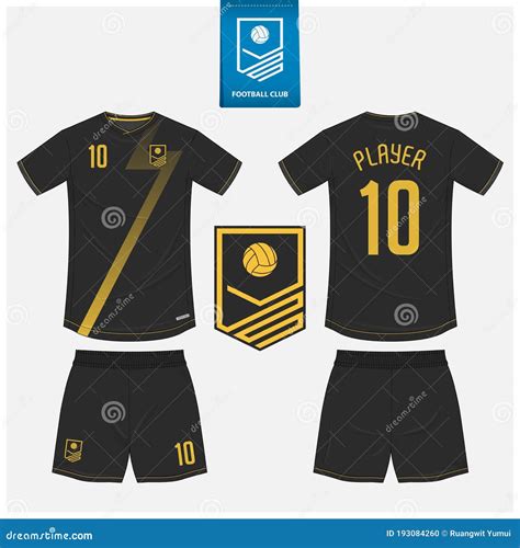 Gold And Black Soccer Jersey Or Football Kit Mockup Template Design For