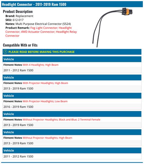 2011 2019 Ram 1500 Headlight Connector Replacement 612 017