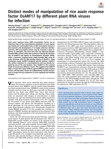 Pdf Distinct Modes Of Manipulation Of Rice Auxin Response Factor