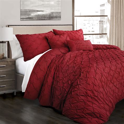 Lush Decor Ravello Pintuck Solid Polyester Elastic Embroidery Comforter