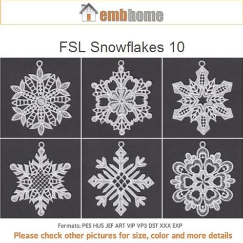 Fsl Snowflakes Free Standing Lace Ornament Machine Embroidery Etsy