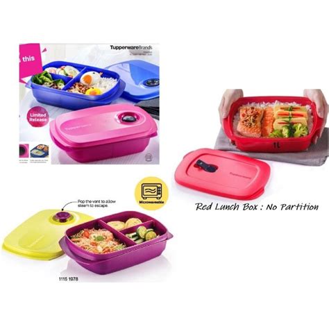 Tupperware Reheatable Lunch Box Crystalwave Rect 1000ml Divided Lunch