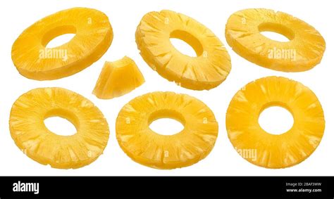 Canned pineapple rings isolated on white background Stock Photo - Alamy