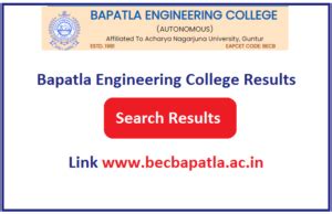 Bapatla Engineering College Results 2024 Link www.becbapatla.ac.in