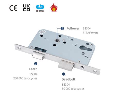 EN12209 Fire Rated CE 60mm Backset Stainless Steel SUS304 European