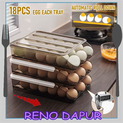 Egg Storage Box Grid Auto Roll Container Egg Stackable Design