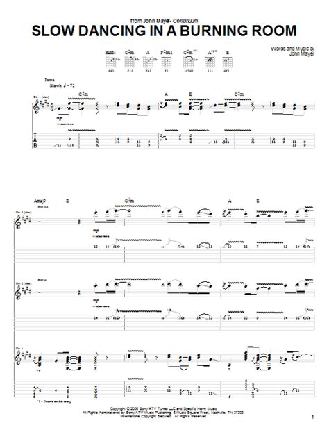 Slow Dancing In A Burning Room by John Mayer - Guitar Tab - Guitar ...