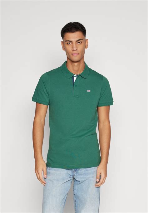 Tommy Jeans Slim Placket Poloshirt Court Greengrün Zalandoch