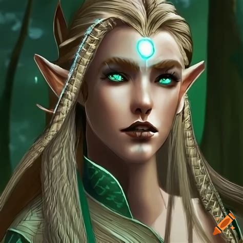 Art Of A Beautiful Elven Woman With Flowing Forest Colored Hair On Craiyon