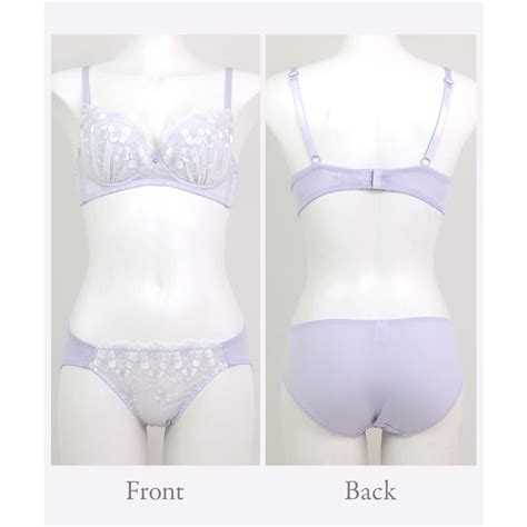 フランデランジェリー fran de lingerie きらめくフェミニンなフラワー刺繍レース自分らしいバストに フランスタンダード ペアブラジャーワイヤー無し ノンワイヤーブラ