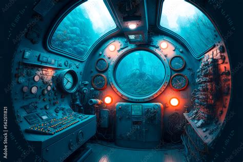 Submarine interior. Generative AI Stock Illustration | Adobe Stock