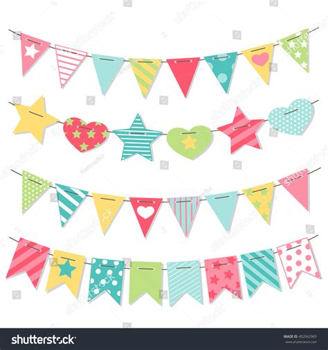 Bunting Garland Set Cute Party Flags Stock Vector Royalty Free 452042965