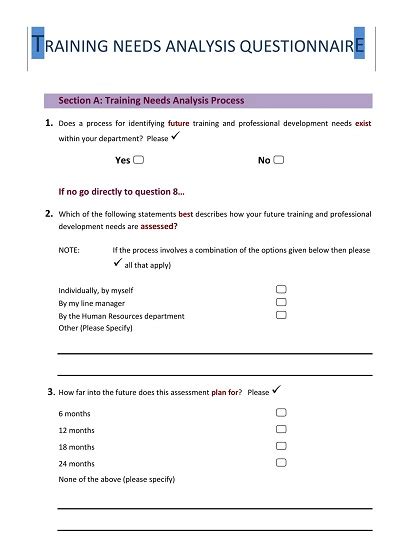 Free Examples Of Training Needs Analysis Templates Pdf Word