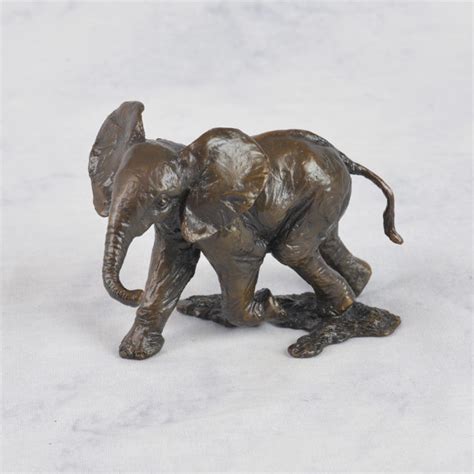 Baby Elephant Running Solid Bronze Sculpture Haddon Galleries