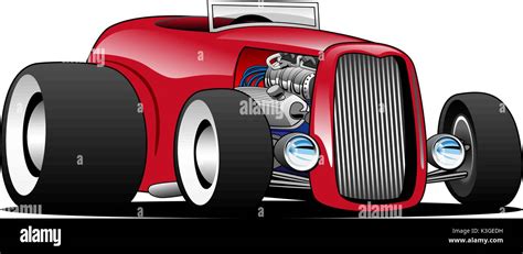 Classic Muscle Car Hot Rod Cartoon Illustration Stock Vector Image