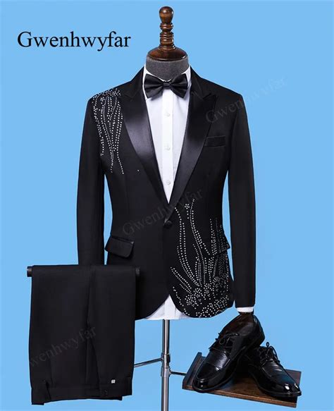 Buy Gwenhwyfar Mens Black Peak Lapel Slim Fit Suits