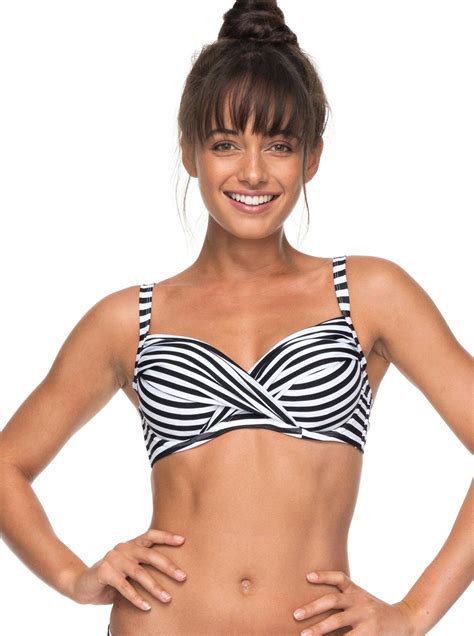 Roxy ROXY Essentials DCup Bra Bikini Top BRIGHT WHITE BASIC STRIPE