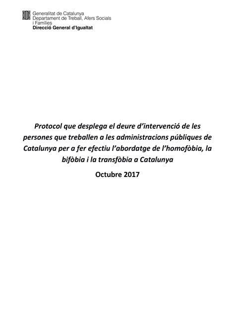 Protocol Que Desplega El Deure Dintervenci De Les Persones Que