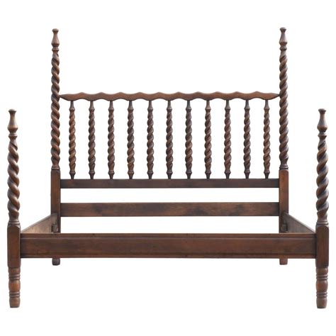 Four Poster Bed Oak Barley Twist C1920 For Sale At 1stdibs Turned Wood Bed Frame