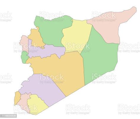 ซีเรีย แผนที่ทางการเมืองที่มีรายละเอียดสูงและสามารถแก้ไขได้ ภาพประกอบ