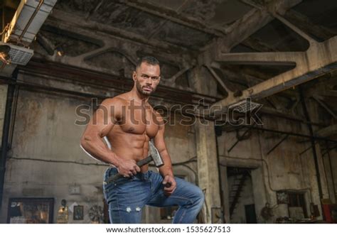 Muscled Half Naked Man Work Old Stock Photo 1535627513 Shutterstock