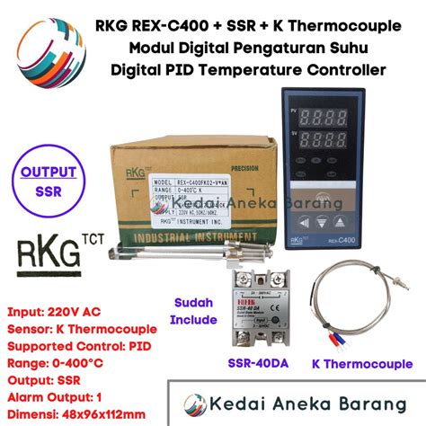 Jual PID Rex RKG C400 Rex C400 Output SSR 220V AC 0 400C 400C 48x96mm