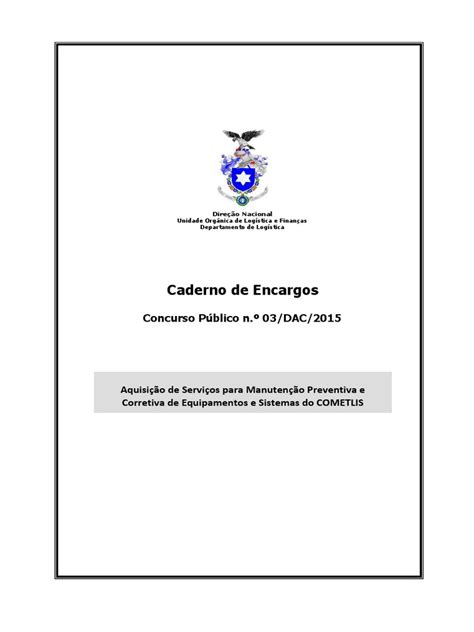 Pdf Concurso P Blico Dac Caderno De Encargos Cp Pdf