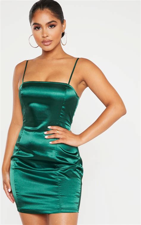 Emerald Green Satin Dress Mini Dresses Images 2024