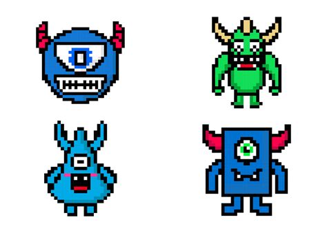 Set Pixel Art Monster Design 22039317 Vector Art At Vecteezy