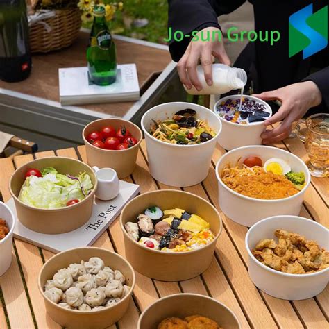 Jo Sun Disposable Biodegradable Paper Soup Container With Lid Takeaway