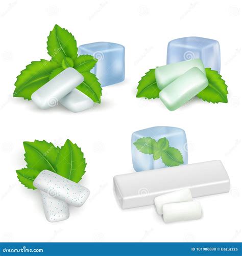 Vector Realistic Mint Chewing Gum Icon Set Stock Vector - Illustration of healthcare, dragee ...