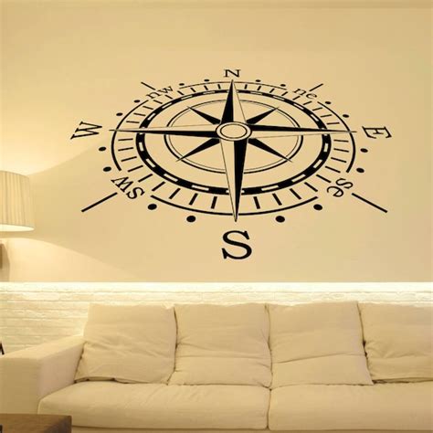 Wall Decal Nautical Compass Rose Wall Decor North South West East ...