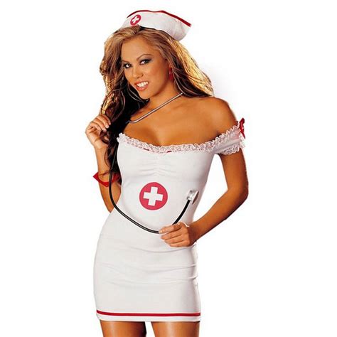 Sexy Nurse Lingerie For Women Babydoll Strapless Dress Lady Nurse Costumes Nightdress Cosplay