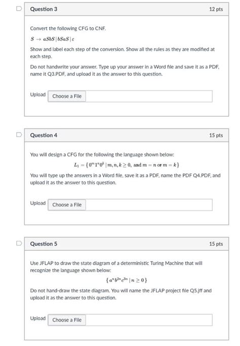 Solved Question 3 12 Pts Convert The Following CFG To CNF S Chegg