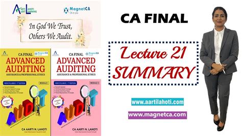 CA Final Audit Summary Lecture 21 New Syllabus CA Aarti N