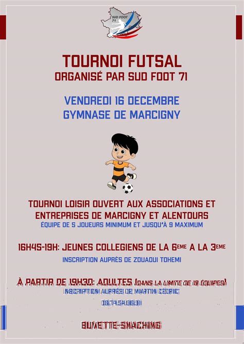 Actualité Les Tournois Futsal du club club Football SUD FOOT 71