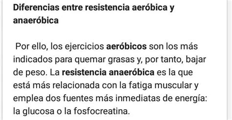 Diferencias Entre Resistencia Aer Bica Y Anaer Bica Brainly Lat