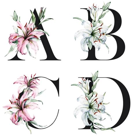 Alfabeto Floral Letras Con Flores Acuarela Dise O Arte Creativo