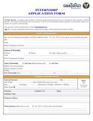 Fillable Online Fillable Online Internship Application Form Fax Email