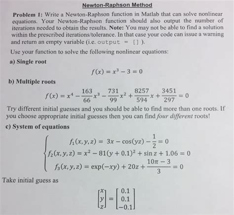 Solved Newton Raphson Method Problem 1 Write A