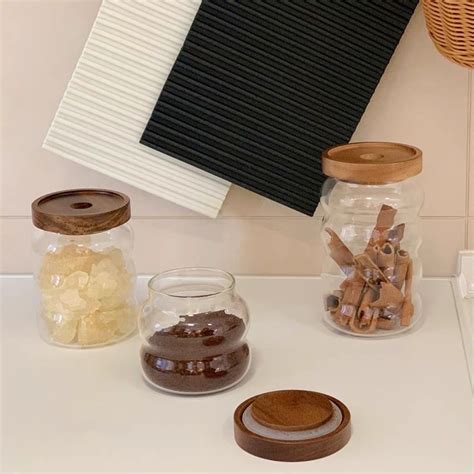 Jual Toples Kaca Tutup Kayu Glass Jar Wooden Lid Estetik Aesthetic