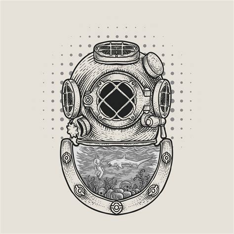 illustration antique diving helmet on white background 11201560 Vector ...